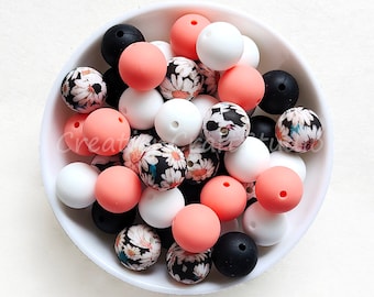 4 Colors Mixed Silicone Loose Beads, Silicone Beads, Charms Jewelry Making Bracelet Necklace Accessories, 12/15mm Wholesale Silicone Beads