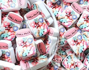 Cuentas focales de silicona para frascos de medicamentos con pastillas, cuentas con estampado de enfermera médica
