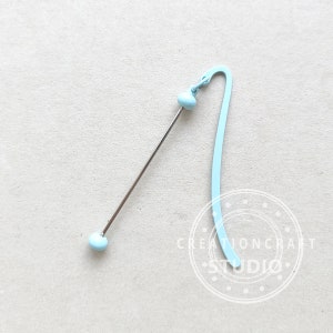 Marcapáginas con cuentas, Marcapáginas de metal con cuentas, Suministros para marcapáginas - En blanco Blue