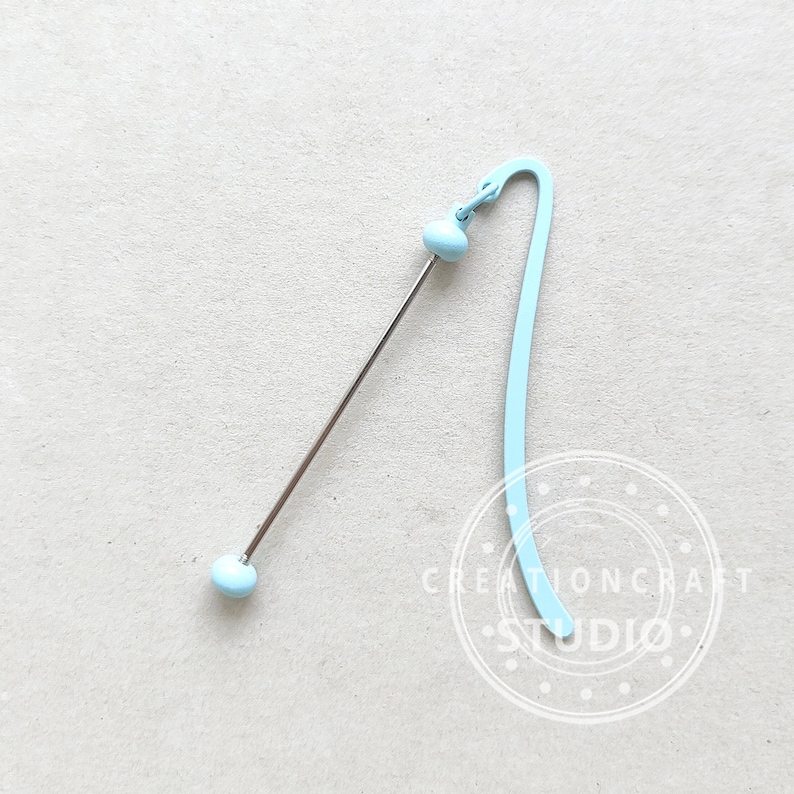 Marcapáginas con cuentas, Marcapáginas de metal con cuentas, Suministros para marcapáginas - En blanco Blue