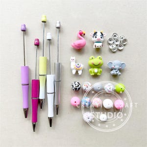 5 set di perline animali per penne con perline fai da te, kit per la creazione di perline assortite, penna a sfera