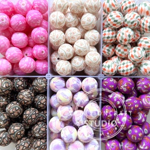 New 15mm Silicone Print Beads, Round Beads, Silicone Beads, Loose Beads Bulk
