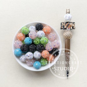 15mm Mixed Color Rhinestone Acrylic Beads, Bling Rhinestone Ball, Sugar Bubblegum Beads,Fancy Beads
