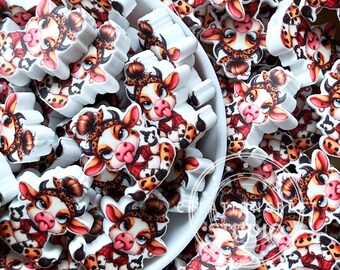 New Cow Girl Print Silicone Focal Beads,Bulk Loose Beads,DIY Keychain
