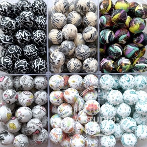 Round Silicone Beads, Print Silicone Beads, 15mm Silicone Loose Beads