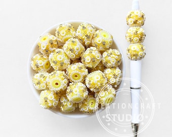 Bee Daisy Pearl Fancy Acrylic Beads,For DIY Keychain Beaded Pen