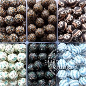 15mm Silicone Beads, Western Print Silicone Ball, Loose Beads, Print Beads, for Cup Charm