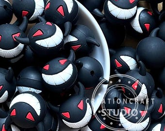 Spooky Beads,3D Halloween Monster Silicone Beads,DIY Keychain Craft Supplies