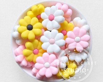 Nuevas cuentas florales de colores variados, cuentas de silicona, cuentas focales, para joyería de bolígrafos