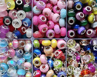 Large Hole European Spacer Beads, Charm Beads, Lampwork Beads, Assorted Beads