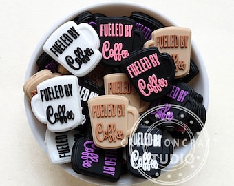 Coffee Mug Silicone Beads, Fueled By Coffee Focal Beads, Wholesale Beads