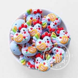 Cuentas de silicona de pollo de Pascua 3D, cuentas focales 3D al por mayor