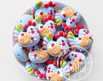 Cuentas de silicona de pollo de Pascua 3D, cuentas focales 3D al por mayor