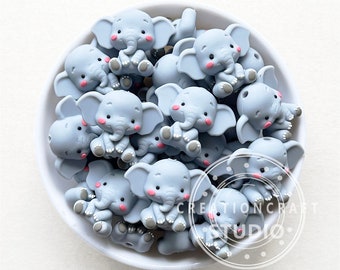 Elephant Beads, Animal Beads, Silicone Beads For Pen, 3D Elephant Focal Bead