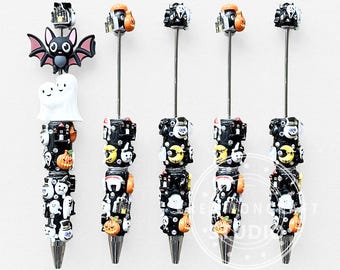 Spooky Halloween Fancy Pen,Pumpkin Ghost Haunted House Moon Beadable Pen