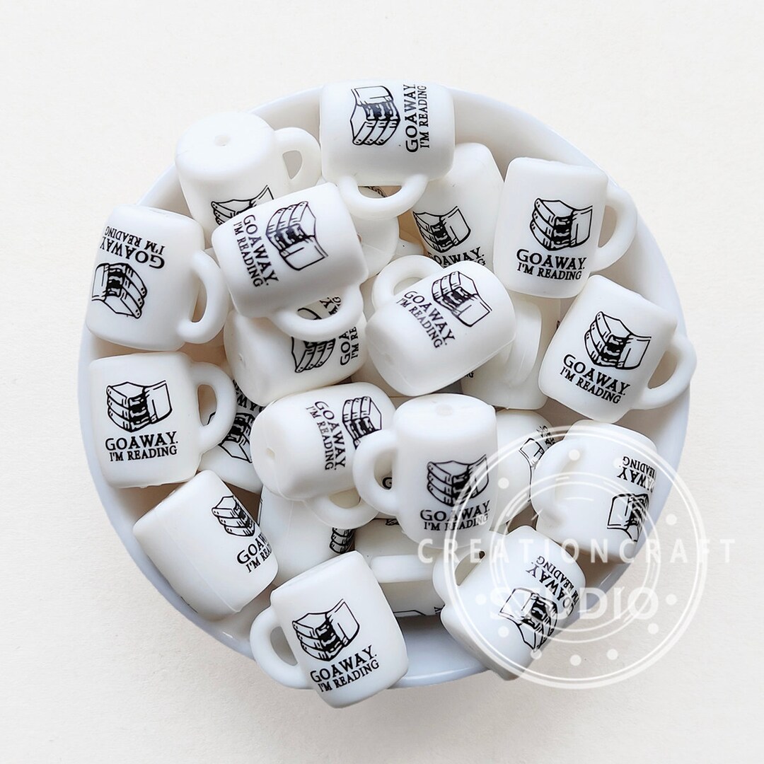 Coffee Mug Beads, Go Away I'm Reading Print Silicone Focal Beads Etsy