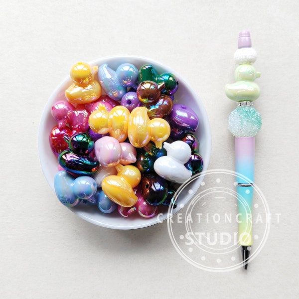 Perles acryliques opales de canard, perles focales de canard irisées, perles de couleurs mélangées