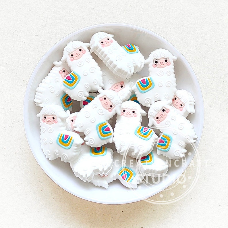 12PCS Silicone Focal Beads, Silicone Alpaca Beads Silicone Pen...