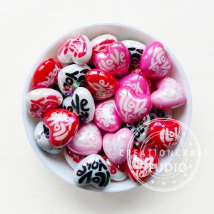 Kocham Cię Serce Akrylowe Koraliki, UV Focal Koraliki, Mix Heart Focal Koraliki