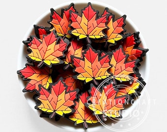 New Fall Maple Leaf Beads,Autumn Focal Soft Beads For Seasonal Keychain Craft DIY