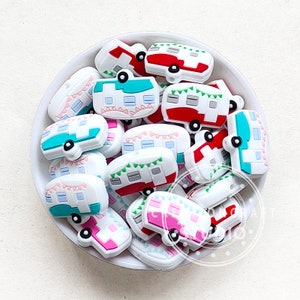 Silicone Camper Focal Beads, Wholesale Silicone Beads, Camper Shape Beads