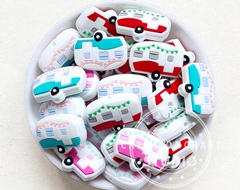 Silicone Camper Focal Beads, Wholesale Silicone Beads, Camper Shape Beads