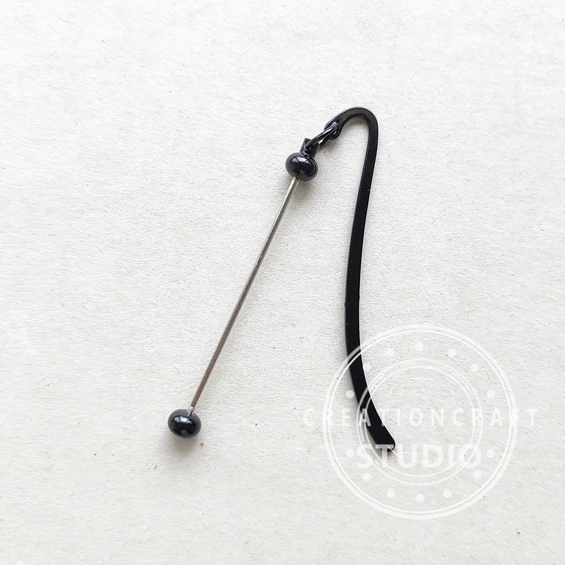 Marcapáginas con cuentas, Marcapáginas de metal con cuentas, Suministros para marcapáginas - En blanco Black