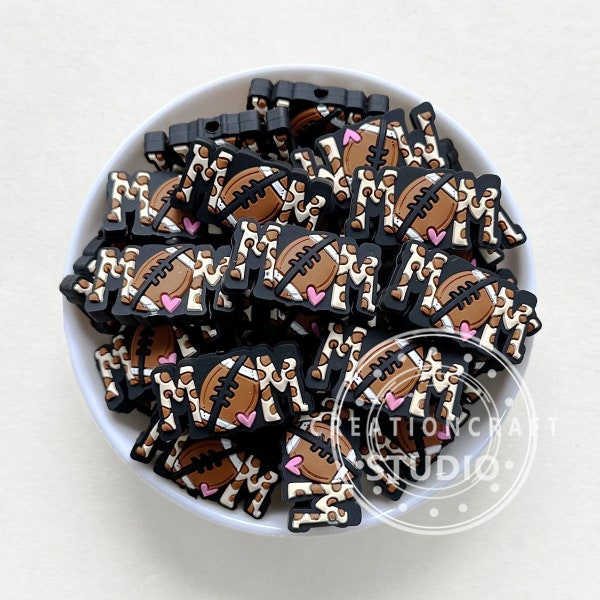 Football Mom Focal Silicone Beads, Mom Silicone Beads