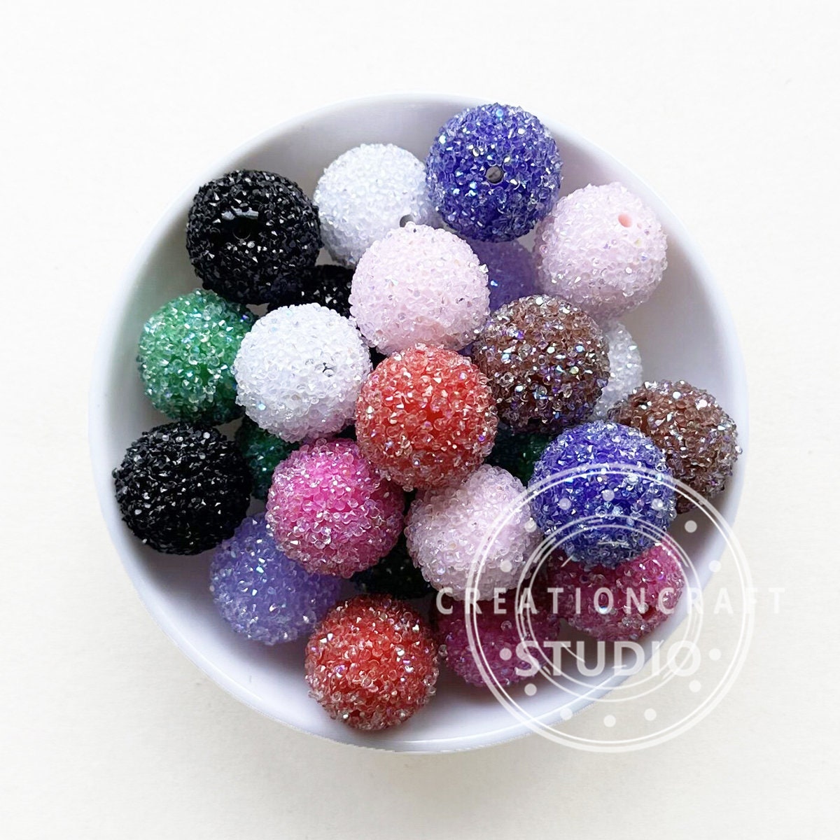 100pcs 20mm Colorful Resin Chunky Bubblegum Beads, Clay Beads Pave Disco  Ball Beads Mixed Color Polymer Clay Diamond Round Beads for DIY Jewelry
