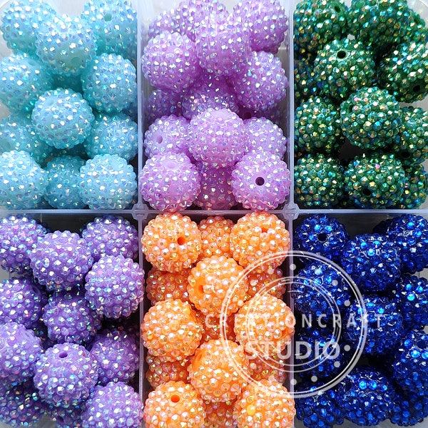 20mm Rhinestone Bubblegum Beads, Chunky Beads Rhinestone Beads in Bulk, 20mm Rhinestone Ball , 20mm Beads