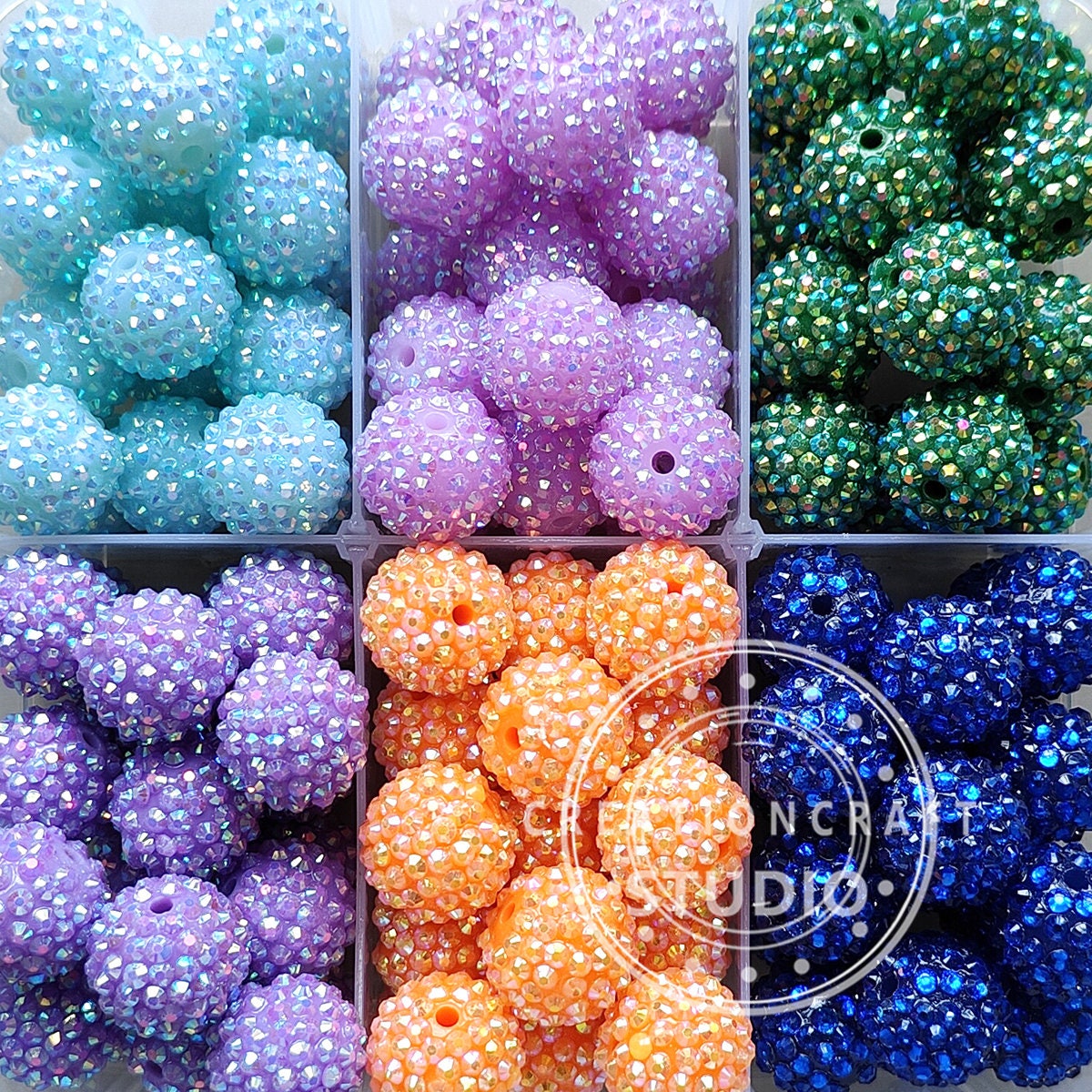 Rhinestone Bubblegum Bead Mix, Chunky Beads Wholesale, 20mm Rhinestone Beads  50 or 100 Piece Set, Bulk Acrylic Beads, Rhinestone Variety Mix 