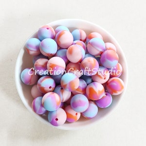 Silicone Beads, DIY Key Chain Work ID Badge Holder Keyring, Loose Silicone Beads, 12/15mm Round Silicone Beads, Beaded Accessories