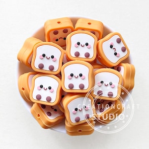 3D Toast Silikon Perlen, süße Fokal Perlen, für Ornament Keychain Schmuck machen