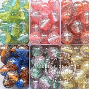 20mm Glitter Acrylic Beads, Chunky Bubblegum Beads, 20mm Resin Beads,Gumball Beads