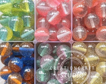 20mm Glitter Acrylic Beads, Chunky Bubblegum Beads, 20mm Resin Beads,Gumball Beads