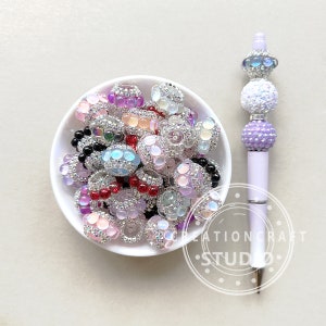 Gem Rhinestone Beads, Pen Focals, Mix Color Sparkle Beads, Bling Rhinestone Acrylic Beads