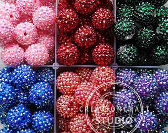 Dikke kralen, 20 mm ronde strass acryl bubblegum kralen, 20 mm strass kralen