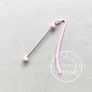 Marcapáginas con cuentas, Marcapáginas de metal con cuentas, Suministros para marcapáginas - En blanco Pink