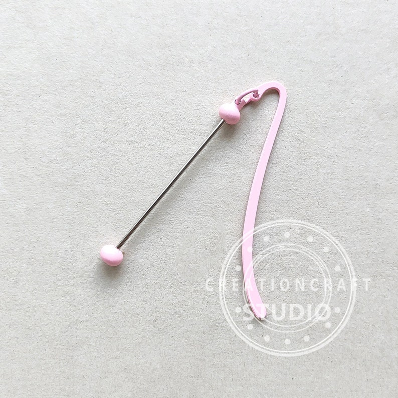 Marcapáginas con cuentas, Marcapáginas de metal con cuentas, Suministros para marcapáginas - En blanco Pink