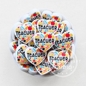 Heart Teacher Silicone Beads,Back To School Focal Beads,Wholesale Loose Beads,DIY Jewelry
