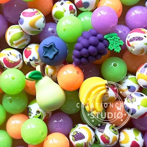 Fruits Assorted 24/48Pcs Silicone Beads,Loose Mixed Beads,Focal Beads,Wholesale Beads