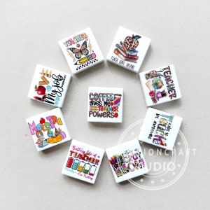 9Pcs Assorted Focal Beads, Teacher Silicone Beads, School Beads, Teacher Life Beads, Back To School Beads