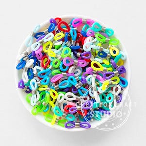 50/100個 ミックスカラー 滑り止め眼鏡チェーンエンドリテーナー 調節可能なゴム眼鏡ストラップ 眼鏡エンドコネクター 眼鏡ホルダー