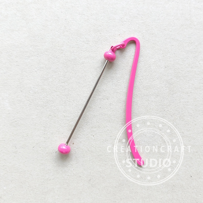 Marcapáginas con cuentas, Marcapáginas de metal con cuentas, Suministros para marcapáginas - En blanco Fuchsia