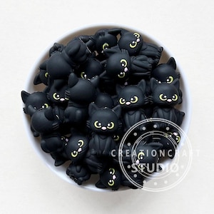 New Cat Beads, Focal Silicone Black 3D Cat Shape Beads,Animal Beads,for Pen
