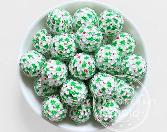 20mm Christmas Tree Bubblegum Rhinestone Bead,Loose Chunky Acrylic Beads