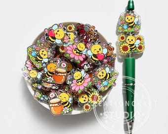 Cartoon Acrylic Flower Bee Assorted Charm Beads for Pen Making Craft DIY Gift