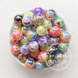 16mm Glossy Gumball Beads, Loose Beads, Assorted Glossy Bubblegum Beads, Colored Acrylic Beads