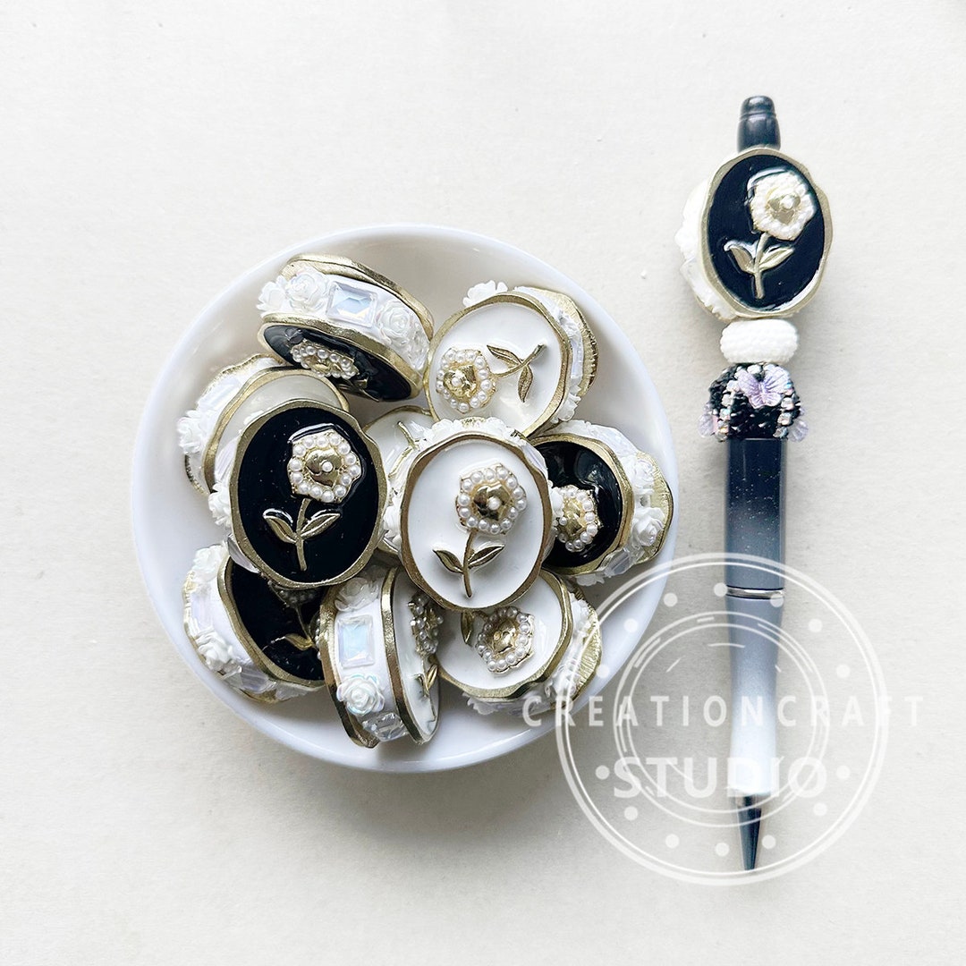 60pcs 6mm Black Hematite Rose Flower Beads – Double-Sided, Natural Stone For Jewelry Making, Chakra Energy
