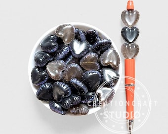 Iridescent Shimmer Wrinkle Heart Acrylic Shape Loose Beads DIY Beaded Ballpoint Pen